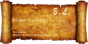Bider Lolita névjegykártya